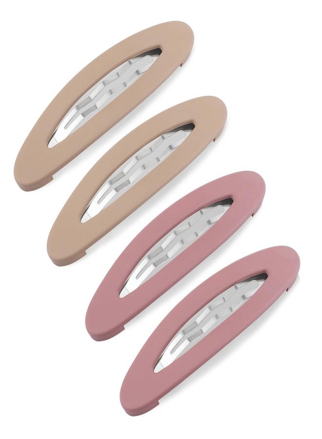 Motroce 4PCS Large Snap Hair Clips for Women, Barrettes for Girls, Matte Snap Clips, Hair Pins - Medium Size (3.5Inch, Pink) - Image 1